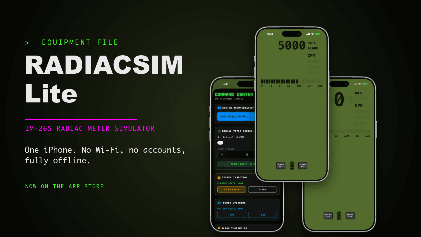 RADIACSIM Lite IM-265 RADIAC Meter Simulator for iOS